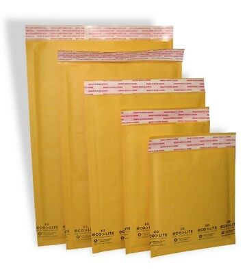 Ecolite #0 #00 #000 #1 #2 #3 #4 #5 #6 #7 Kraft Bubble Mailers Envelopes Bags